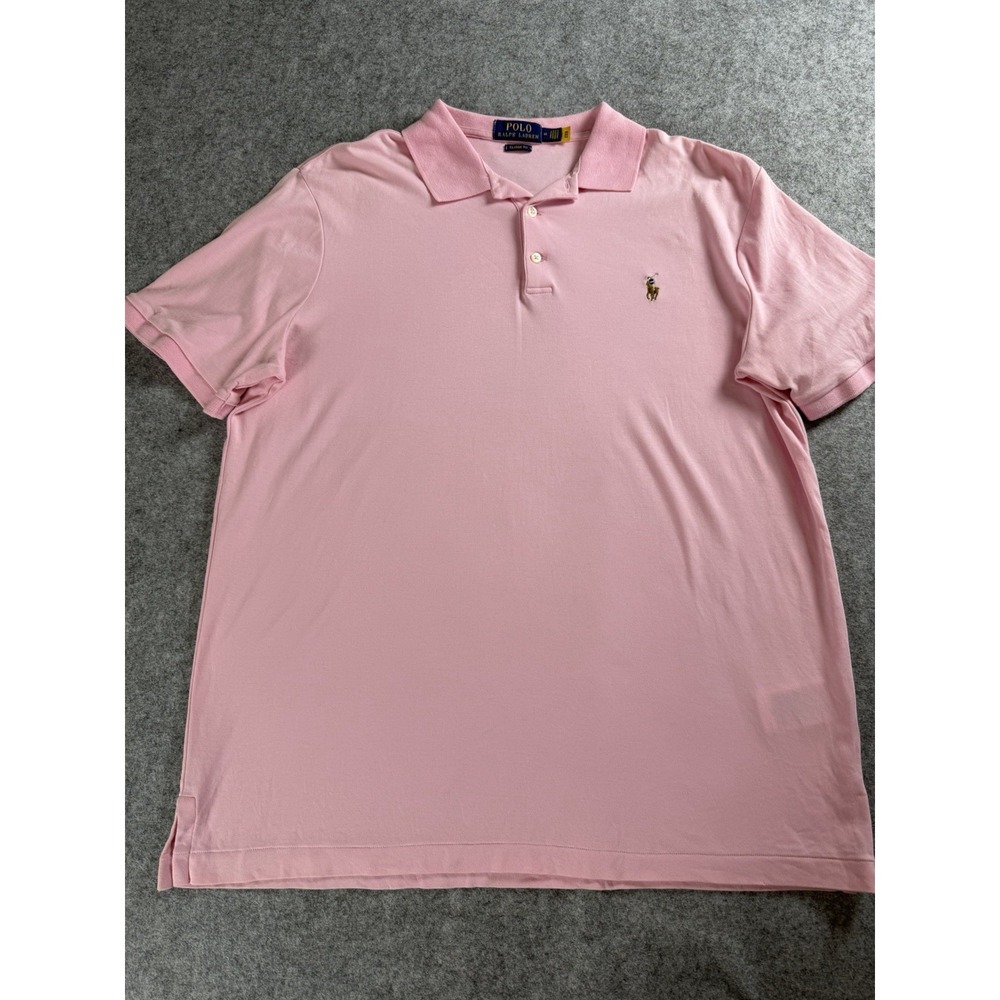 Polo Ralph Lauren Mens Medium Pink Classic Fit Short Sleeve Polo Golf Shirt